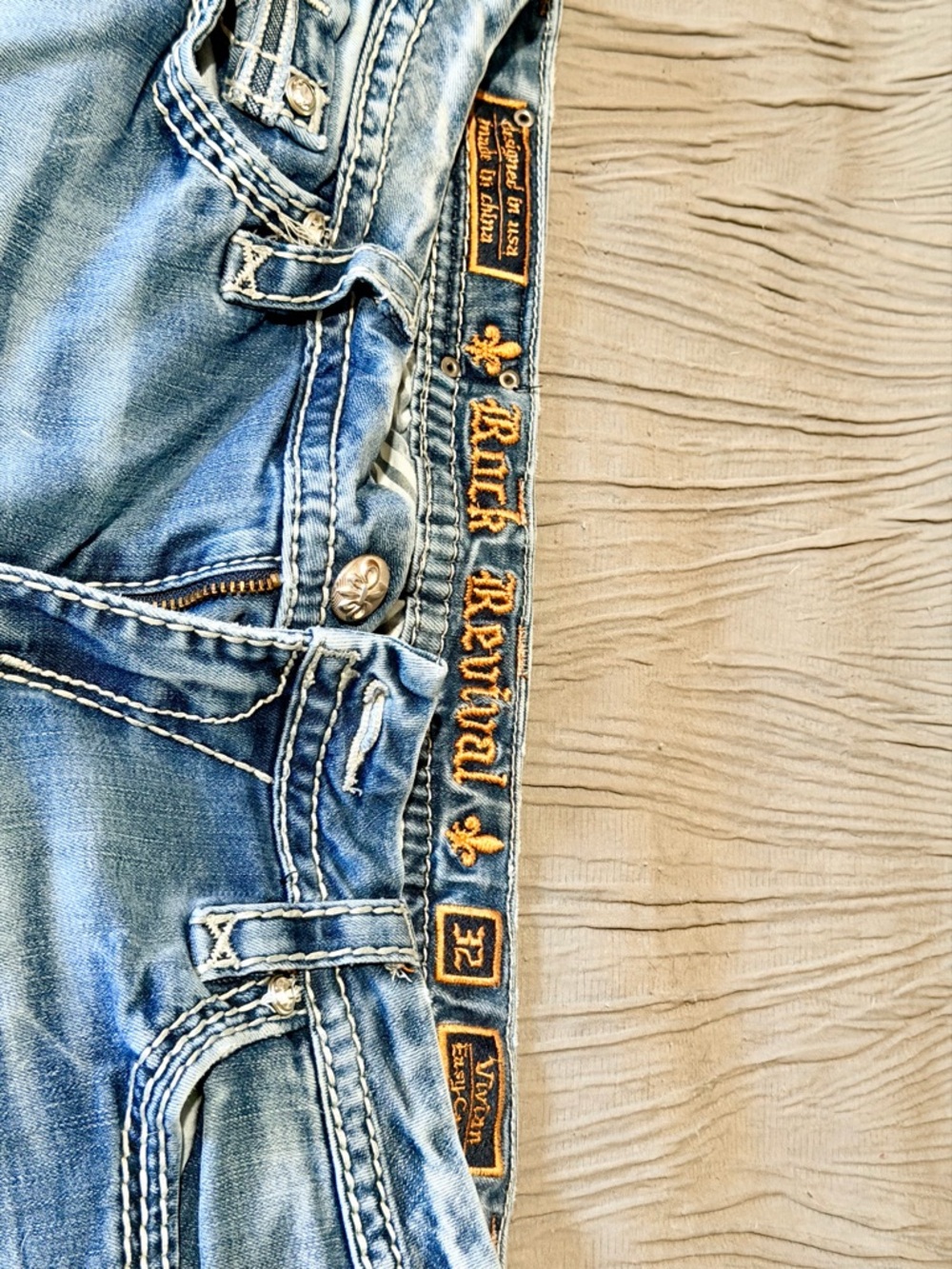 Rock Revival Light Blue Embroidered Back Pocket Jeans - Picture 3 of 3